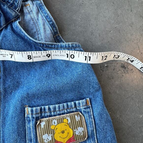 Vintage Y2K Disney Winnie the Pooh Blue Denim Overalls Jumpsuit Baby Girl 18 Mos - Picture 4 of 7